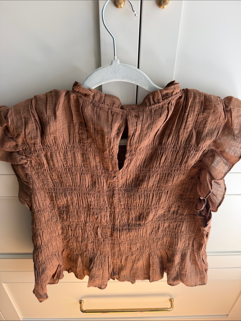 H&M Rust Brown Smocked Ruffle Tank Top New size small - Picture 3 of 3